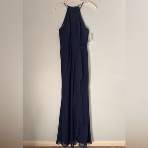 David's Bridal Navy Sleeveless Maxi Gown